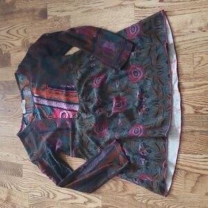 (XS) Orientique Naturally Australian Colorful 100% Rayon Long Top Fit &Flare